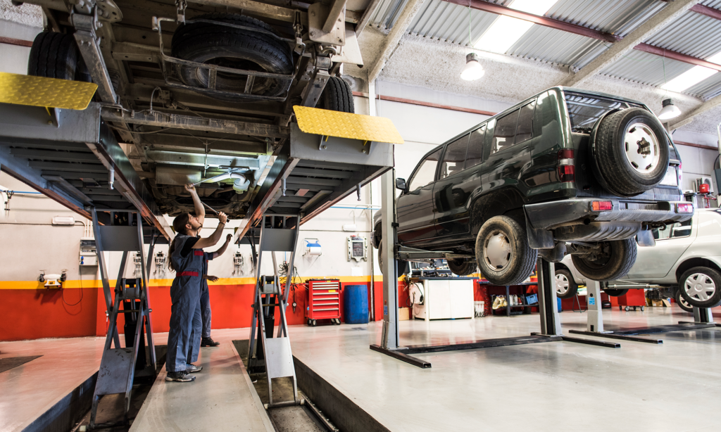 suspension components being inspected during BC vehicle inspection Kamloops