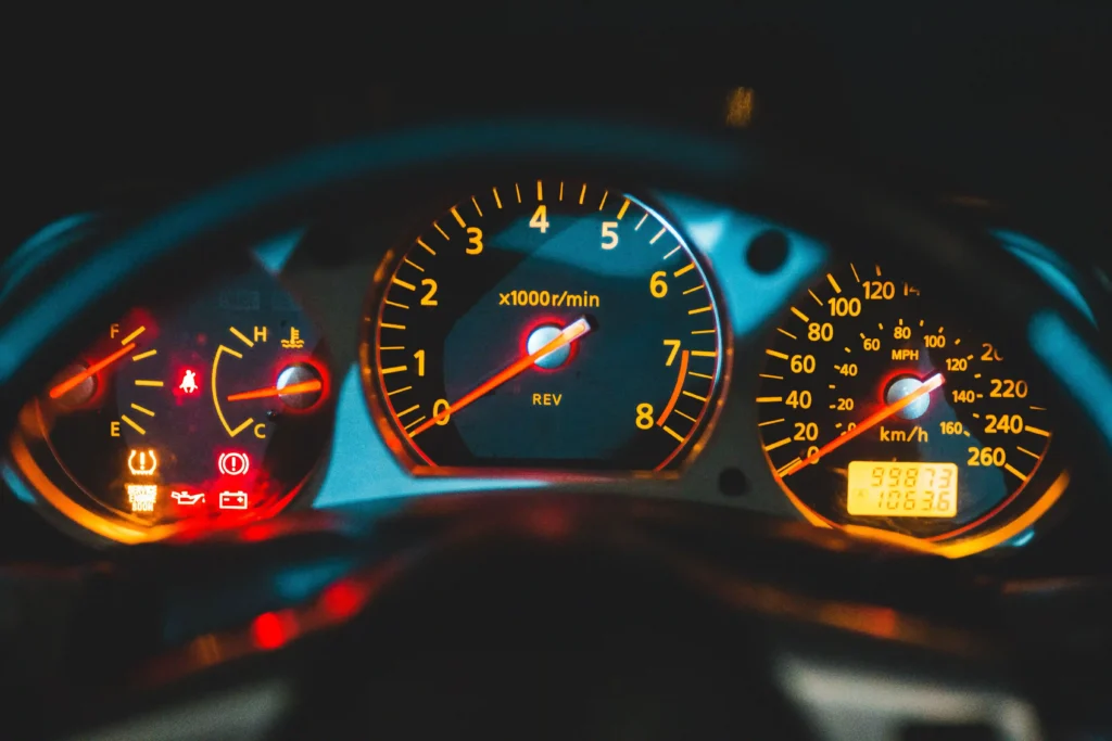 TPMS warning light illuminated on vehicle dashboard in Kamloops auto shop